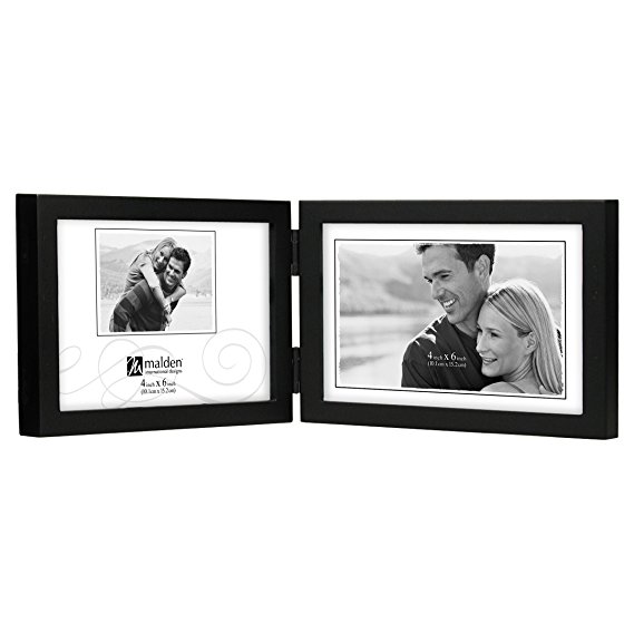 Malden International Designs Black Concept Wood Picture Frame, Double Horizontal, 2-5x7, Black