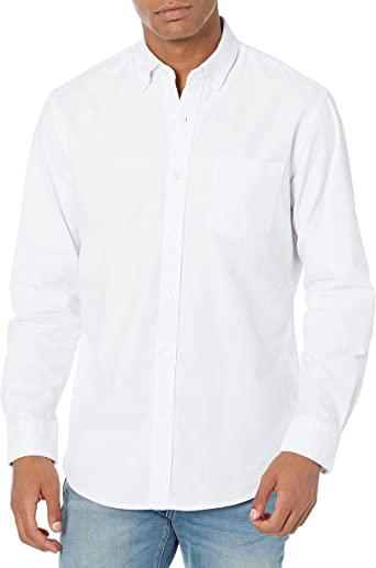 Amazon Essentials Men's Regular-Fit Long-Sleeve Solid Pocket Oxford Shirt