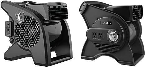 Lasko High Velocity Pro-Performance Pivoting Utility Fan for Cooling, Black Grey & U12104 High Velocity Pro Pivoting Utility Fan for Cooling, Ventilating, 12.2 x 9.6 x 12.3 inches, Black