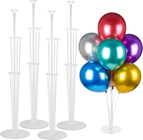 Voircoloria 4 Sets Balloon Stand Kits, Balloon Sticks Holder with Base for Table Graduation Birthday Baby Shower Gender Reveal Party Decorations