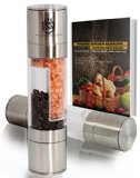 Salt and Pepper Grinders Set Salt grinder Pepper grinders Mill Shaker Set with Stainless Steel - Clear Acrylic Body and Ceramic Grinding mechanism by Monster Kitchen Get a Recipe ebook as Gift Savor the flavor of freshly ground spices NOW