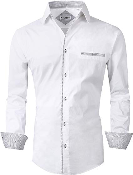 Alex Vando Mens Dress Shirts Regular Fit Long Sleeve Men Shirt