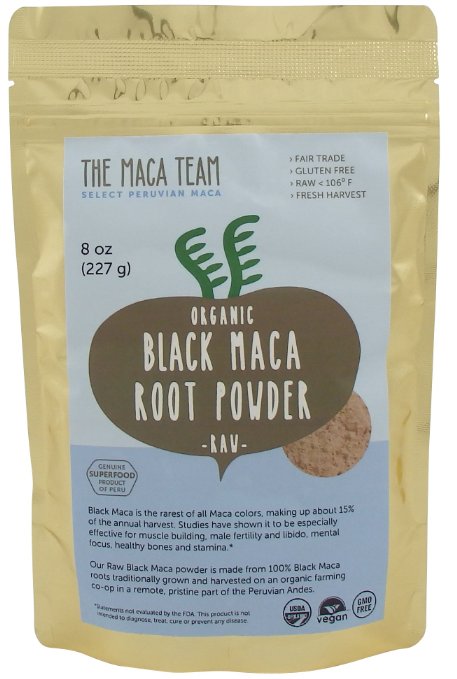 Raw Certified Organic Black Maca Powder Fresh Harvest From Peru Fair Trade Gmo-free Vegan Gluten Free 8 Oz - 25 Servings