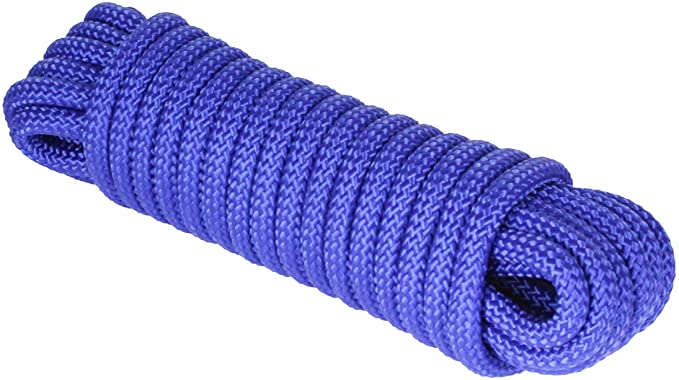 Extreme Max 3008.0277 Blue 3/8" x 50' 16-Strand Diamond Braid Utility Rope