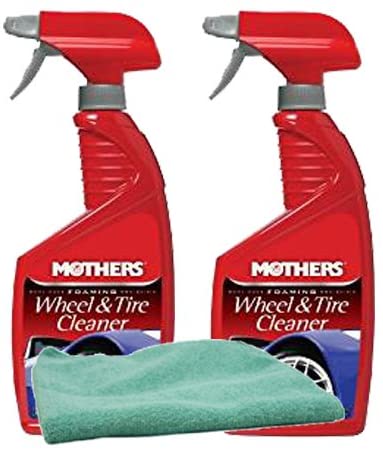 Mothers Foaming Wheel & Tire Cleaner (24 oz.) Bundle with Microfiber Cloth (3 Items)
