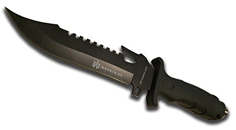 DAX Industries Fixed Blade Hunting Knife With Sheath, Stainless Steel Blade, Rubber Handle, 7 Inch Blade, 12 Inches Overall