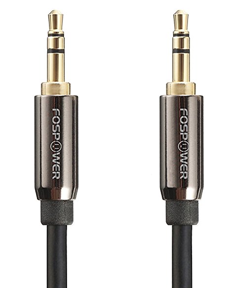 Audio Cable (4.6M/15FT), FosPower 3.5mm Stereo Jack [24K Gold Plated | Step Down Design] Auxiliary Aux Audio Cable Cord for Headphones, iPods, iPhones, iPads, Home / Car Stereos and More