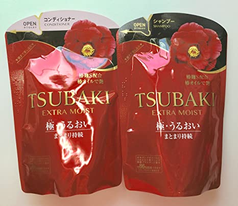 Tsubaki Extra Moist Red Refill Pack 380ml - Pack of 2 (Shampoo & Conditioner)