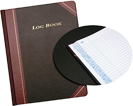 Adams Log Book, 8.13 x 10.38 Inches, Black Covers with Maroon Spine, 150 Pages (ARB810L15)