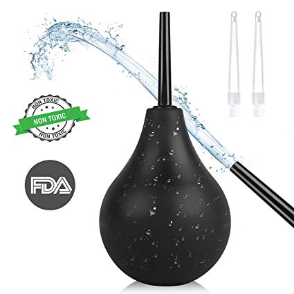Enema Bulb, FEELSO Anal Vaginal Douche for Women Men Silicone Enema Kits with FDA Certificate Comfortable Medical Kits with 3 Replaceable Nozzle