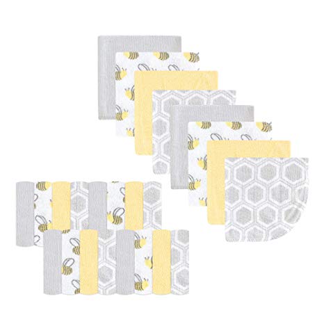 Luvable Friends Washcloths, Bee, One Size, 24 Count