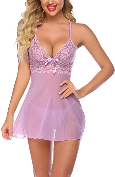 Avidlove Women Lingerie Lace Babydoll Strap Chemise Halter Teddy V Neck Sleepwear