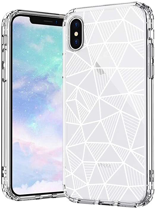 MOSNOVO iPhone Xs Case, iPhone X Case, Geometric Pattern Printed Clear Design Transparent Plastic Hard Back Case with TPU Bumper Protective Case Cover for iPhone X iPhone Xs