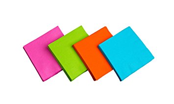 Party Essentials 2-Ply Paper Cocktail Beverage Napkins, Assorted Neon Brights, 48-Count