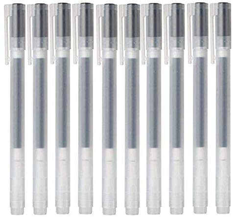 Muji Gel Ink Ball Point Pen Cap Type, 0.38-mm, Black, 10 Pcs 2019 New ver.