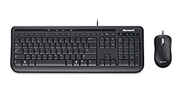 Microsoft Wired Desktop 600 Keyboard and Mouse Set, UK Layout - Black