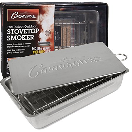 Indoor Outdoor Stovetop Smoker - Heavy Duty Stainless Steel 11" Smoker with Wood Chips Included