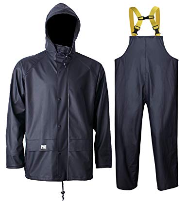 Navis Marine Rain Suit for Men Women Heavy Duty Workwear Waterproof Jacket with Bib Pants 3 Pieces