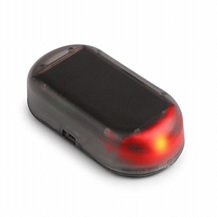 Solar Power Dummy Car Alarm Red LED Light Simulate Imitation Security System Warning Anti-Theft Flash Blinking Lamp