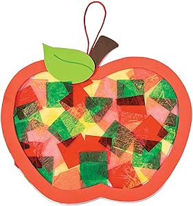 Fun Express Apple Tissue Paper Sign Craft Kit - Makes 12 - DIY Fall Crafts for Kids