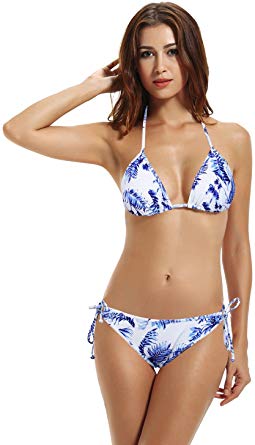 zeraca Women's Tie Side Bottom Triangle Bikini Swimsuits