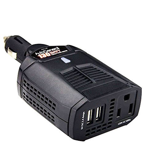 Power Inverter AutoGeneral 130W DC 12V to 120V AC Car Inverter DC Adapter Cigarette Lighter with AC Outlet and 2.4A Dual USB Ports for Laptop Notebook iPhone iPad Tablet Samsung HTC GPS DVD Player
