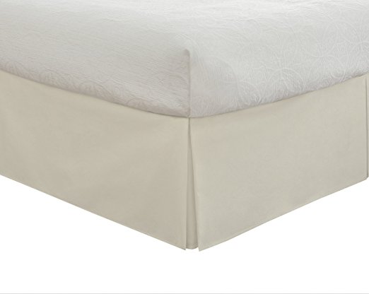Lux Hotel Bedding Tailored Bed Skirt, Classic 14” Drop Length, Pleated Styling, Full, Ivory