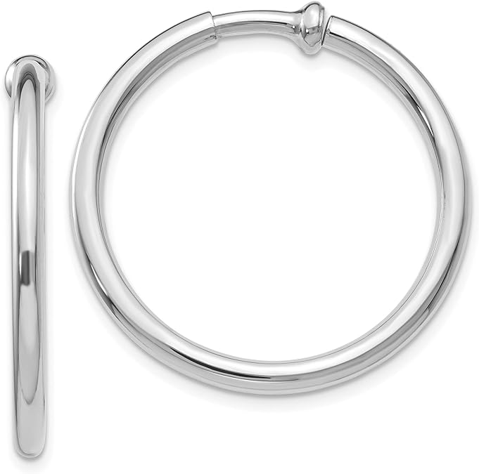 2.5mm Polished Non-Pierced Clip-On Hoop Earrings in Real 14k Gold