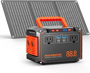 MARBERO 150W Peak Solar Generator with 30W Solar Panel 88.8Wh Camping Portable Power Station 110V Power Bank with AC Outlet(2*USB A, 2*USB C, 2*AC) for Outdoor Travel Home Emergency Blackout Hurricane