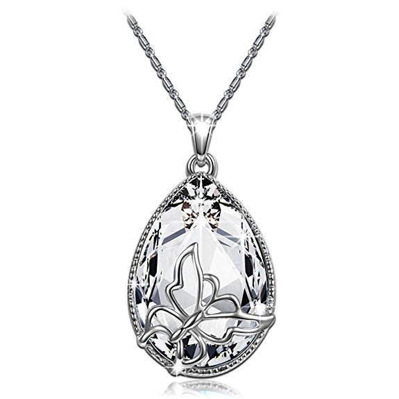 Brilla Valentines Day Gift Necklace Women Fashion Jewelry 'Butterfly Dream' Teardrop Swarovski Elements Crysta