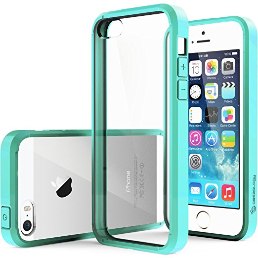 iPhone 5S Case, Caseology [Fusion Series] Scratch-Resistant Clearback Cover [Turquoise Mint] [Dual Bumper] for Apple iPhone 5S / 5 (2013) & iPhone SE (2016) - Turquoise Mint