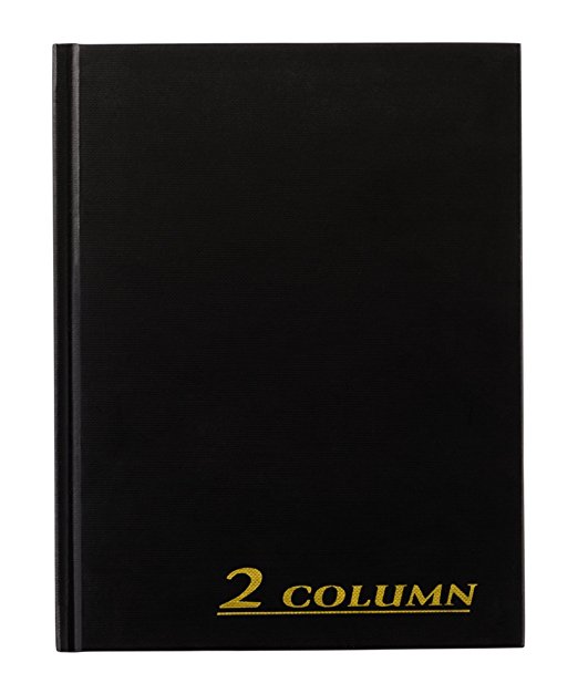 Adams Account Book, 2-Column, Black Cloth Cover, 9.25 x 7 Inches, 80 Pages per Book (ARB8002M)