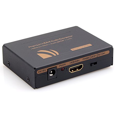 HDMI Audio Extractor Splitter, One HDMI Input, One HDMI Output   Optical SPDIF Digital and RCA L/R Analog Audio Out