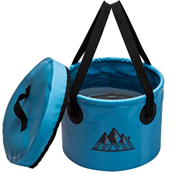 Collapsible Bucket 11L Portable Water Container Bucket Compact with Lid Wash Basin Collapsible , for Camping,Travel , Hiking, Fishing ,Boatingand and Gardening 2.4 Gallon