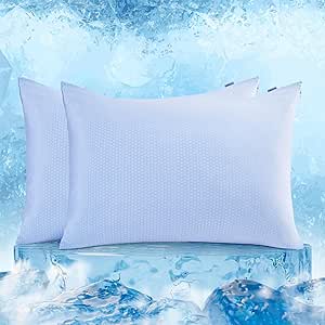 LUXEAR Arc-Chill Cooling Pillow Cases for Hot Sleeper and Night Sweat with PCM Print Wick Moisture, 2 Pack Q-Max&gt;0.5 Ultra Cool Pillowcases, Cold Pillow Protector Standard & Queen Size Hidden Zipper