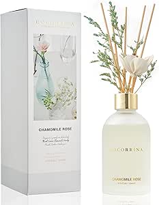 COCORRÍNA Reed Diffuser - Chamomile Rose 6.76 oz Flower Reed Diffuser Set with 8 Sticks - Home Fragrance Bedroom Bathroom Shelf Decor