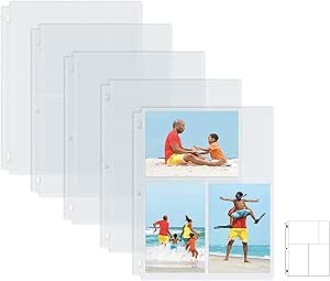 Better Office Products Photo Album Refill Sheets, 4 x 6 Inch Mixed Format, Heavyweight, Diamond Clear 3 Ring Photo Binder Page Refills, 300 Total Photos (50 Pack)