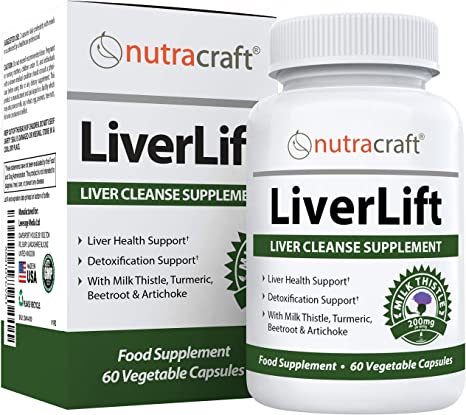 LiverLift #1 Liver Cleanse & Detox Supplement | Milk Thistle (Silymarin), Turmeric, Beetroot, Dandelion, Chicory, Burdock, Artichoke and More | Money Back Guarantee | 60 Vege Capsules