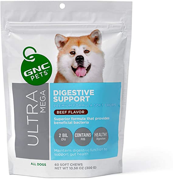 GNC Pets Ultra Mega Digestive Support for Dogs - Maintains Digestive Function to Support Dog Gut Health- GNC Dog Supplements for Digestive System, Dog Digestion Supplements, Supplements for Dog