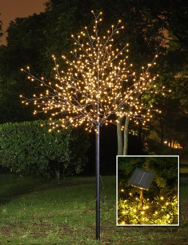 Lightshare™ UPDATE 8Ft 600L LED Frosted Ball City Tree, Free Gift:70L LED Solar Decoration Light,Home Garden&City Decoration/Wedding/Birthday/Christmas/Festival/Party Indoor and Outdoor Use,Warm White