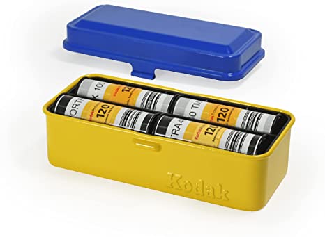 KODAK 120/135 Film Case - for 8 Rolls of 120 Films / 10 Rolls of 35mm Films - Retro Steel Case to Sort & Safeguard Film (Blue)