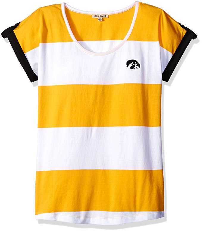 UG Apparel Women's University of Iowa Hawkeyes Dolman Sleeve Striped T-Shirt