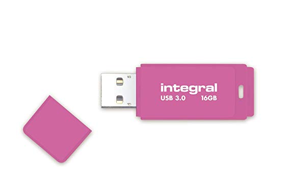 Integral Neon 16 GB USB 3.0 Flash Drive - Pink (Up to 110 MB/s)