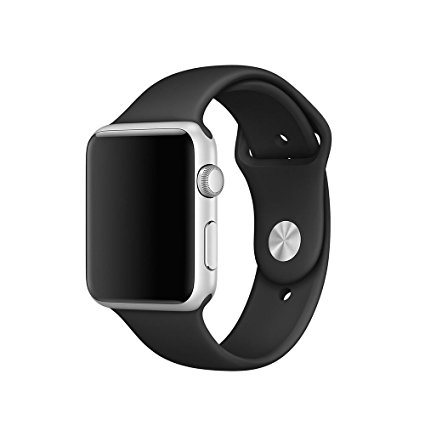 Yearscase 42MM Soft Silicone Sport Replacement Band for Apple Watch Series 1 2, S/M Size (Black)