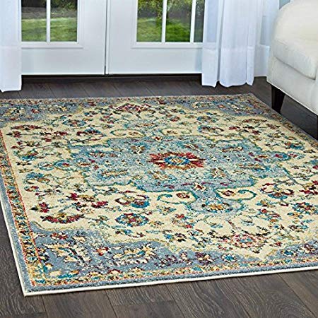 Home Dynamix 7765-596 Serena Merida Area Rug, 7'9"x10'2" Rectangle, Medallion Bohemian Ivory/Gray