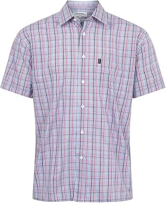 Champion Men's Short Sleeve Checkered Pattern Country Casual Shirt, 65% Polyester, 35% Cotton