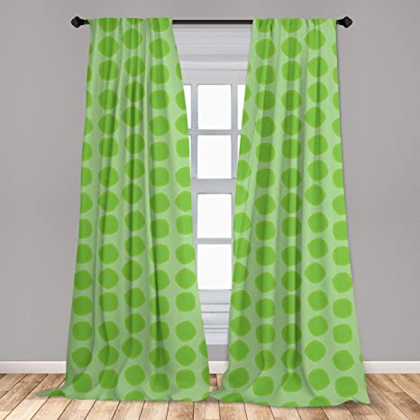 Ambesonne Lime Green Curtains, Simplistic Formless Geometric Shapes in Different Shades Kids Nursery Theme, Window Treatments 2 Panel Set for Living Room Bedroom Decor, 56" x 84", Green