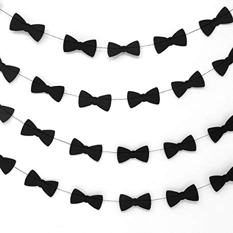 Bobee Bow Tie Party Decorations Paper Garlands 1 Long 14 Foot Strand, 50 Count 2 Inch Bow Ties per Strand