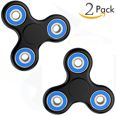 Lalago Fidget Spinner Hands Toy Stress Reducer - 2 Pack Finger Gyro Perfect For ADD, ADHD, Anxiety, and Autism Children Adult (Black002)