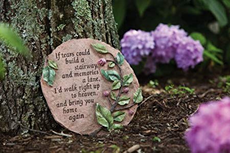 Evergreen Garden Tears to Heaven Polystone Memorial Stepping Stone - 11”W x 0.5”D x 11”H